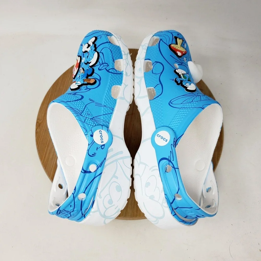 Crocs Smurfs Sandals Kids 2 Blue‎ Classic Clog Casual Boys Girls Shoes